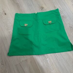 Vibrant Green Skirt with Gold Accents